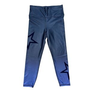 GapFit Blackout‎ Technology Blue Flocked Star Print Leggings Activewear
